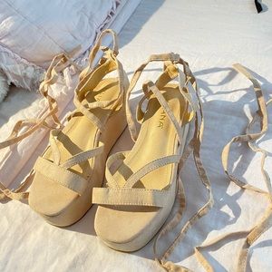 Platform block lace sandal